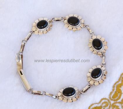 Bracelet Tibétain onyx argent 925