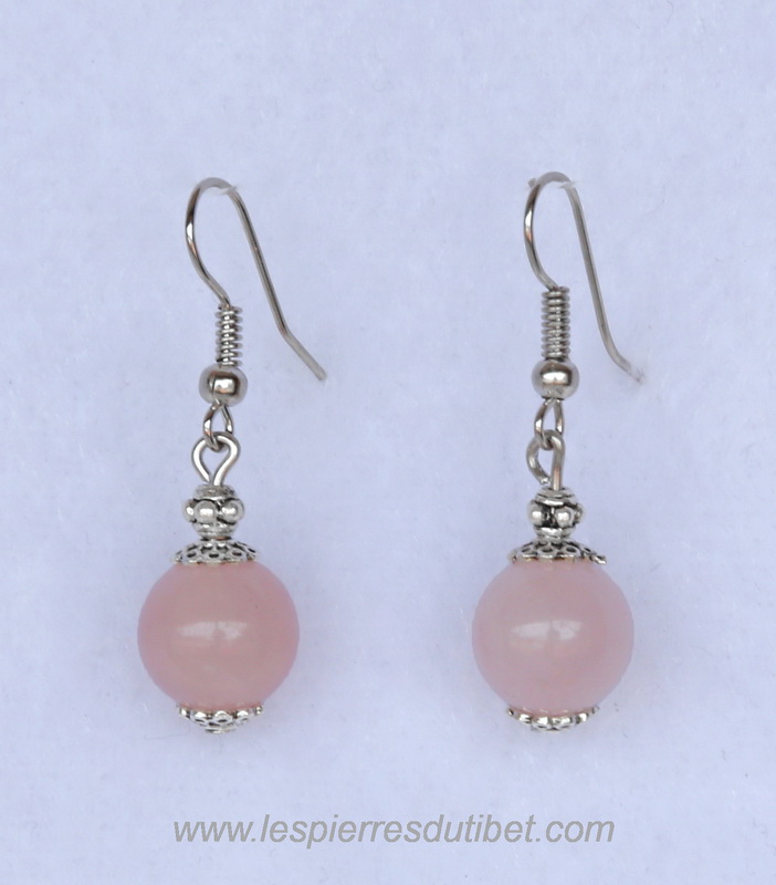 Boucle d'oreilles pierre quartz rose