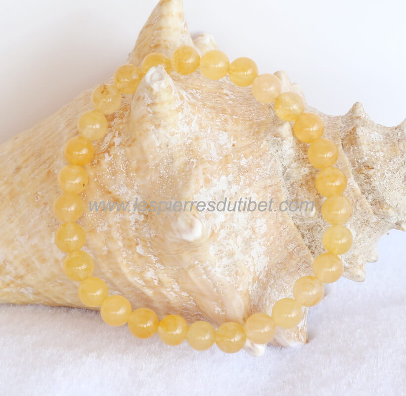 Bracelet Jade jaune perles 6mm