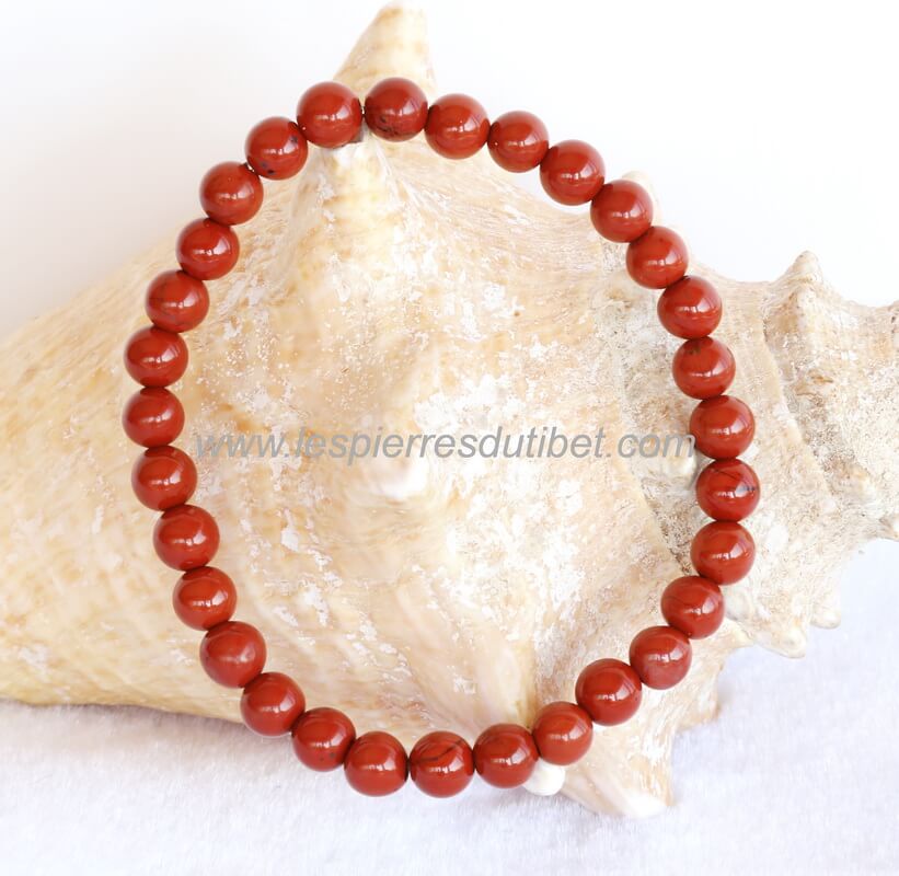 Bracelet Jaspe rouge perles 6mm
