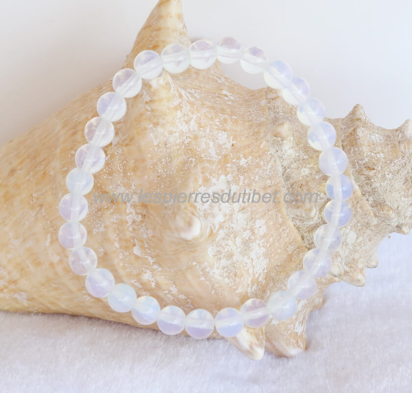 Bracelet Opale blanc perles 6mm