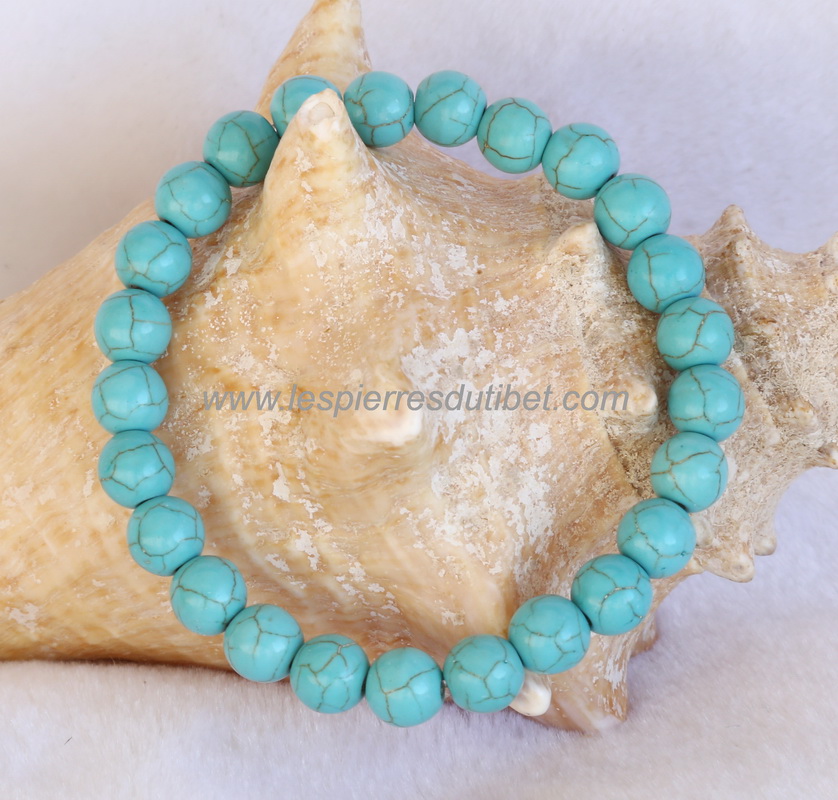 Bracelet Turquoise perles 8mm