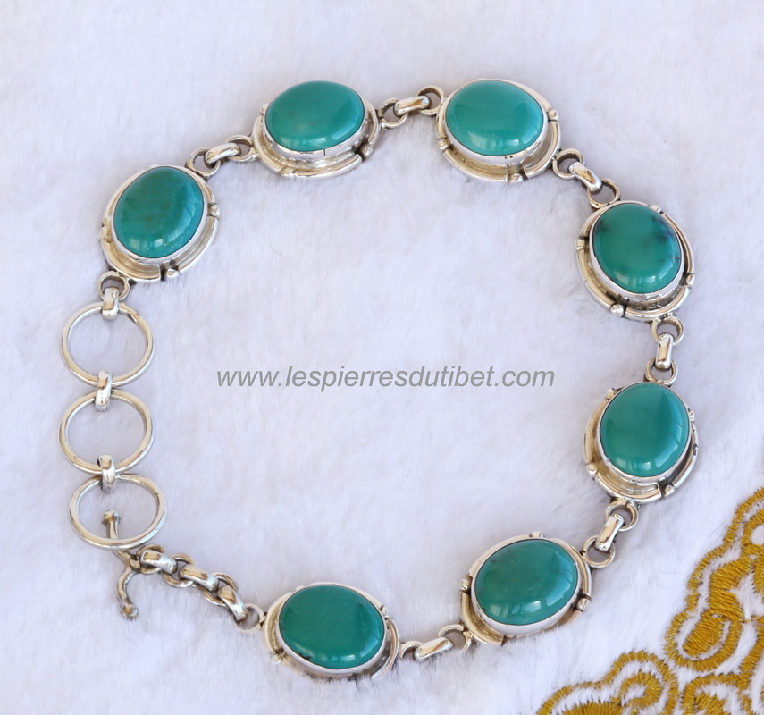 Bracelet tibétain turquoise et argent 925