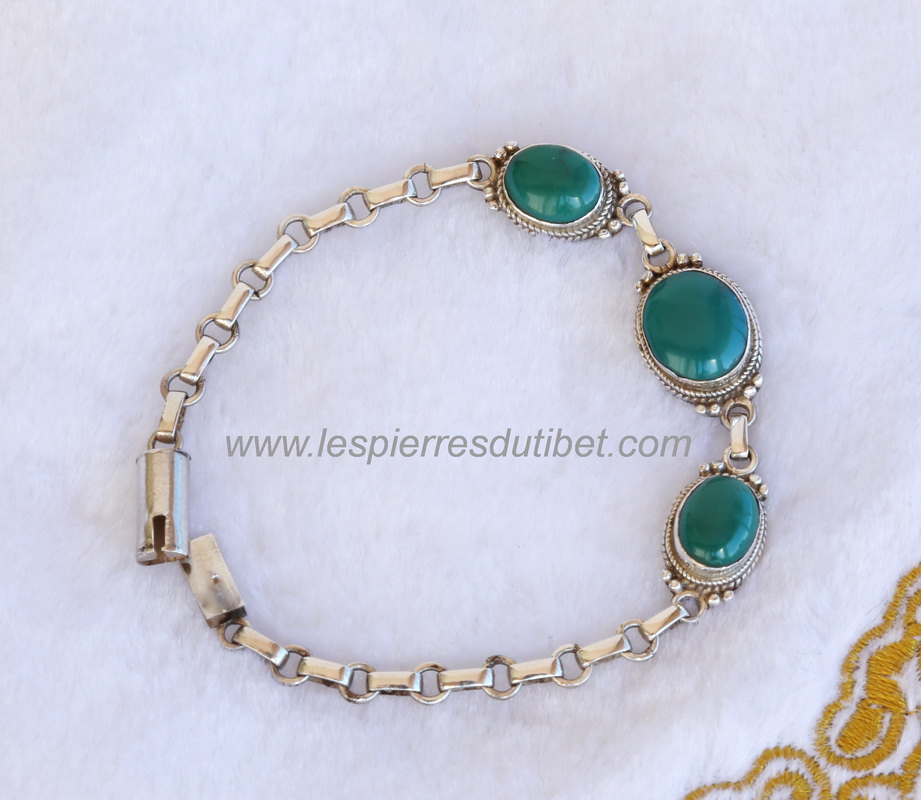 Bracelet tibétain turquoise et argent 925
