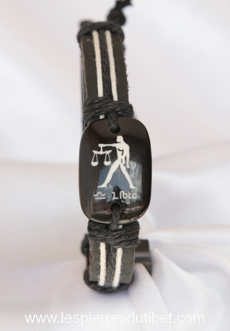 Bracelet signe du zodiaque balance en cuir réglable