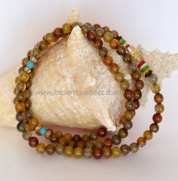 Mala tibétain pierre agate 108 perles