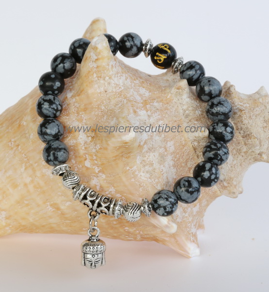 Bracelet Mala Tibétain Obsidienne