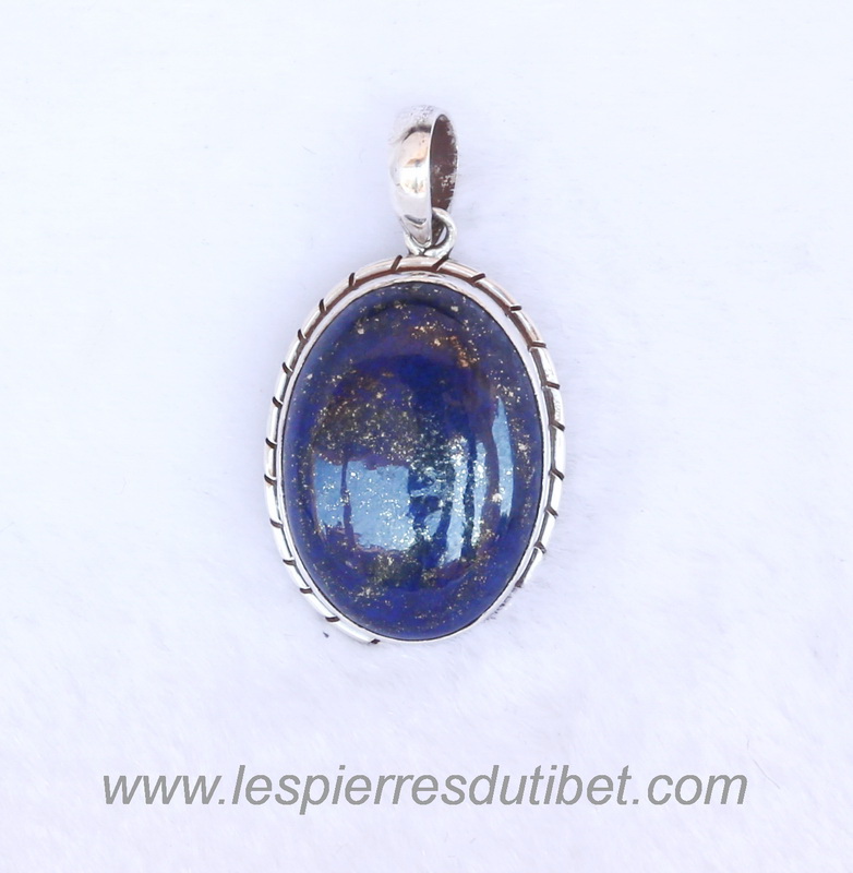 Pendentif tibétain lapis lazuli et argent 925