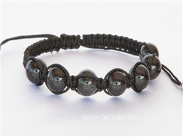 Bracelet shamballa tibétain pierre du soleil bleu taille ajustable