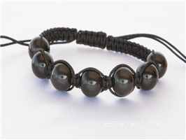 Bracelet Shamballa tibétain pierre onyx ajustable à chaque poignet