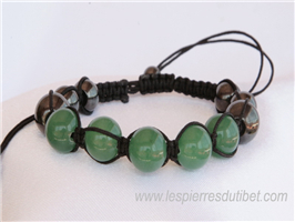 Bracelet shamballa tibétain pierre jade taille ajustable