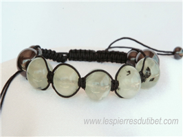 Bracelet shamballa tibétain pierre cristal et hématite taille ajustable
