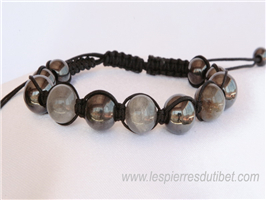 Bracelet shamballa tibétain pierre labradorite et hématite taille ajustable