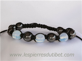 Bracelet Shamballa tibétain pierre d'opale ajustable à chaque poignet