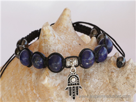 Bracelet Shamballa Tibétain pierre lapis-lazuli taille ajustable à chaque poignet