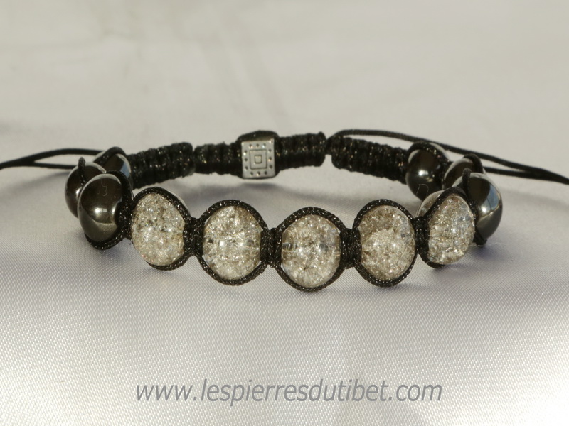 Bracelet Shamballa tibétain pierre cristal ajustable à chaque poignet