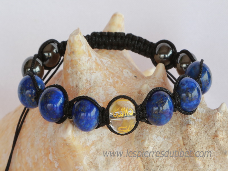 Bracelet Shamballa tibétain pierre lapis lazuli