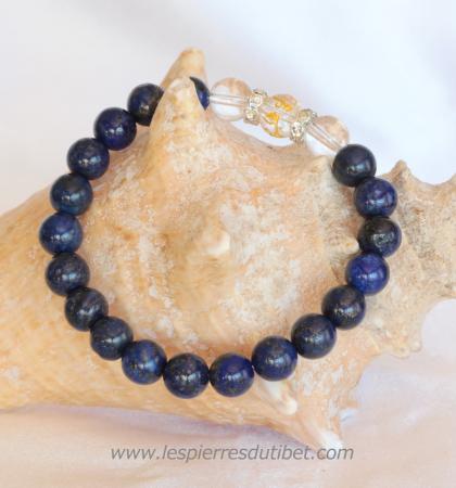 Bracelet mala tibétain pierre lapis lazuli