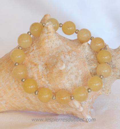 Bracelet pierre jade jaune en élastique
