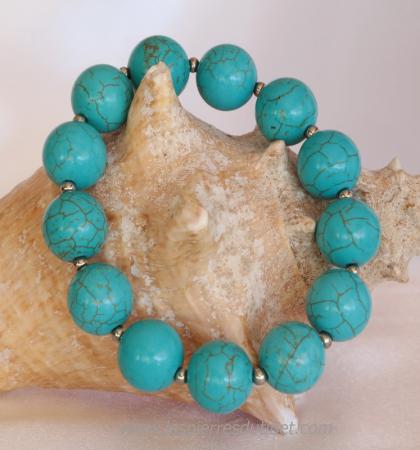 Bracelet pierre turquoise en élastique