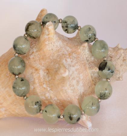 Bracelet pierre quartz vert en élastique