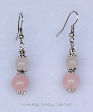 Boucle d'oreilles pierre quartz rose