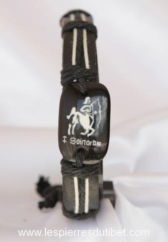 Bracelet signe du zodiaque sagittaire en cuir réglable