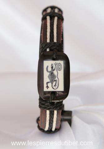 Bracelet homme tibétain salamandre en cuir réglable