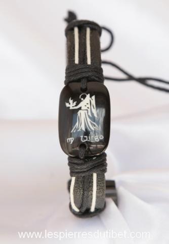 Bracelet signe du zodiaque vierge en cuir réglable