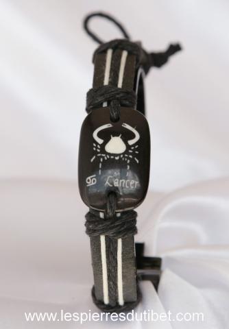 Bracelet signe du zodiaque cancer en cuir réglable