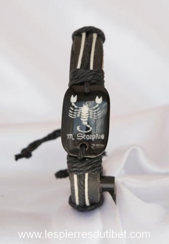 Bracelet signe du zodiaque scorpion en cuir réglable