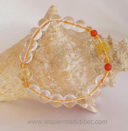 Bracelet Mala tibétain pierre cristal de roche