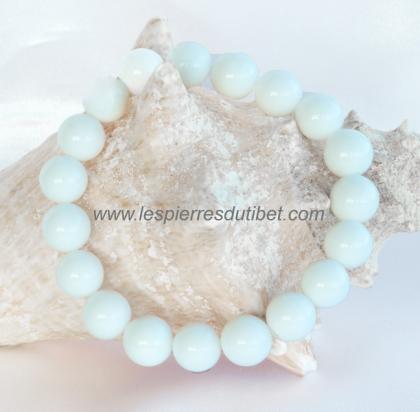 Bracelet tibétain pierre jade blanc