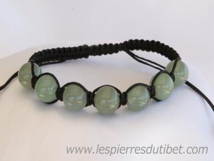 Bracelet Shamballa Tibétain pierre jade ajustable à chaque poignet