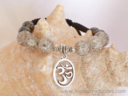 Bracelet Shamballa Tibétain pierre cristal taille ajustable à chaque poignet