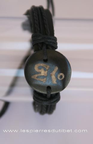 Bracelet homme tibétain en cuir