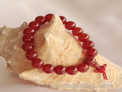 Bracelet Mala tibétain pierre agate taille ajustable à chaque poignet