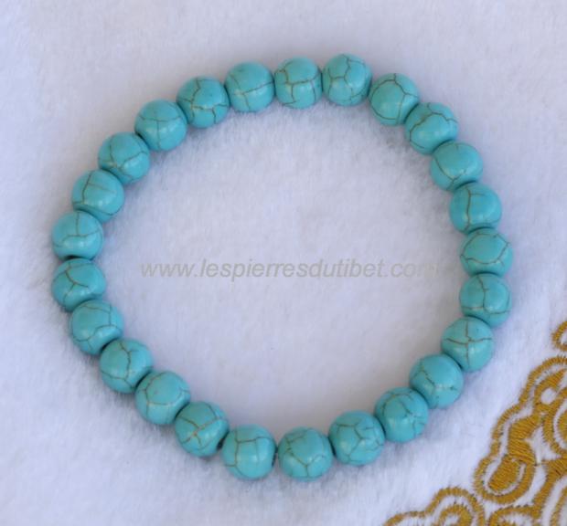 Turquenite Bracelet en turquoise perles 8 mm 