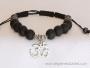 Bracelet Shamballa tibétain pierre onyx mat taille ajustable à chaque poignet