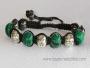 Bracelet Shamballa Tibétain pierre malachite taille ajustable à chaque poignet