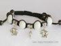 Bracelet Shamballa Tibétain pierre jade blanc taille ajustable à chaque poignet