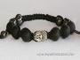 Bracelet Shamballa Tibétain pierre onyx mat taille ajustable à chaque poignet