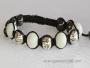 Bracelet Shamballa Tibétain pierre jade blanc taille ajustable à chaque poignet