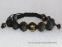 Bracelet Shamballa Tibétain homme pierre onyx taille ajustable à chaque poignet
